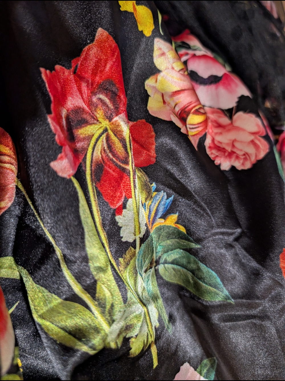 City Chic Black Floral Midi Dress with Sheer Polka Dot Overlay - Picture 3 of 5